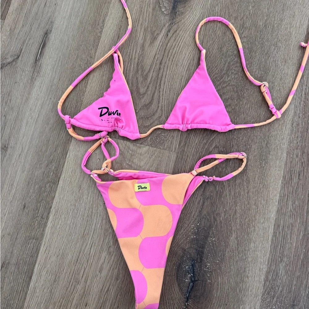 Pink and Orange Bikini Set XS top/ Sm bottom - Picture 2 of 4